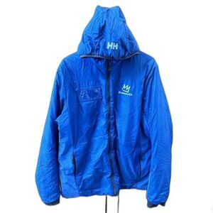 Helly Hansen Jacket Men L Hooded Insulated Puffer Blue Mammoth Recco Coat Zip